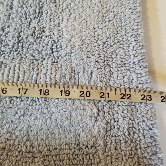 Vintage 80s Bathroom Mat Rug Heavy Cotton Washable Made in USA Blue - Picture 3 of 9